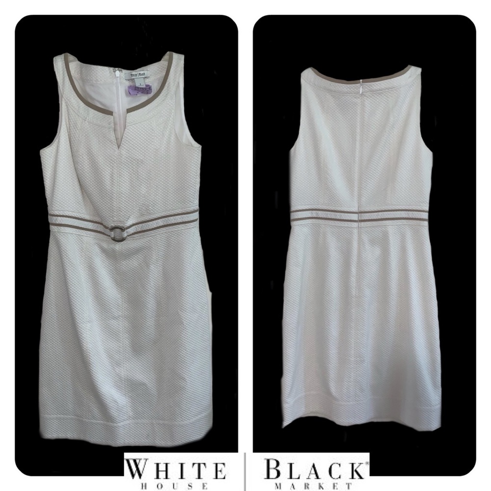 WHBM White Textured Shift Shape Dress Size 2 - Picture 2 of 7